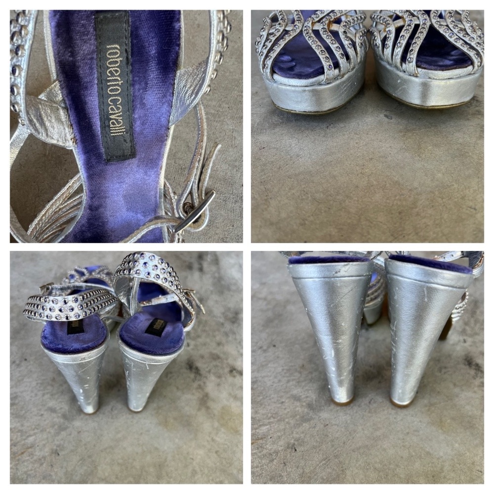 Roberto Cavalli Platforms Withe Heels & Rhineston… - image 5